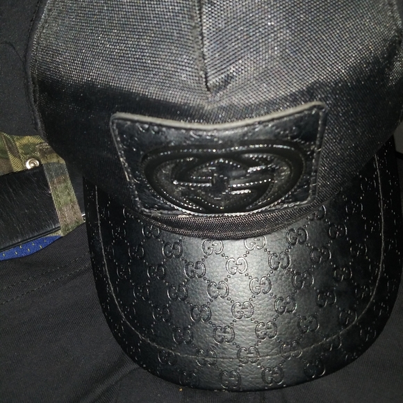 black leather gucci hat